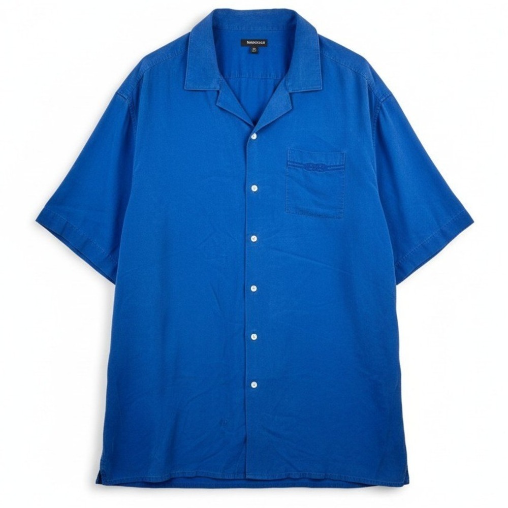 MURANO Shirt Mens 3XT Royal Blue Short Sleeve Button Down Lyocell‎ Pocket